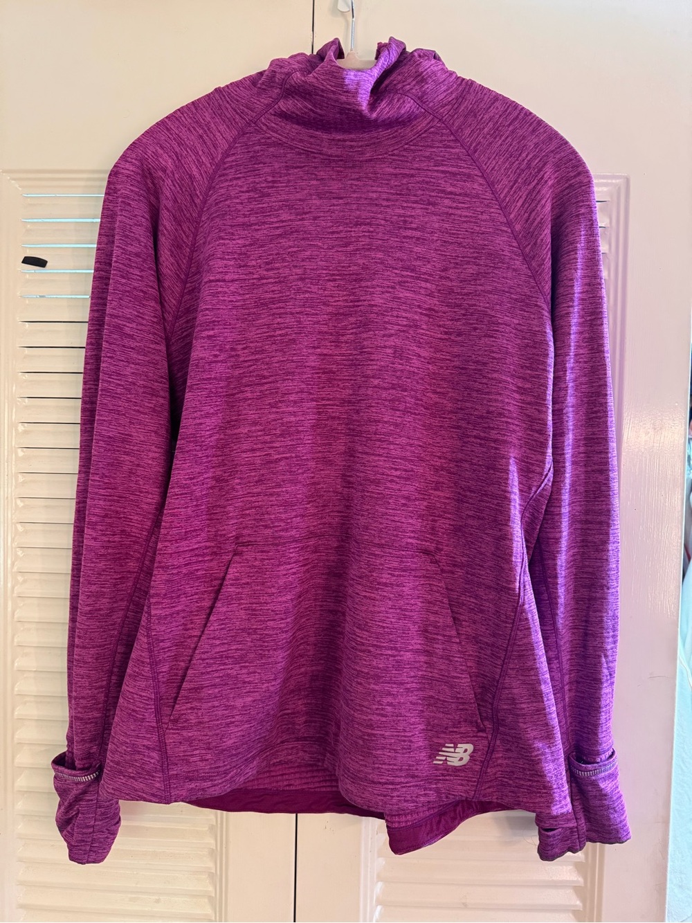 New Balance Women's Magenta Heather Cowl Neck Pullover Sweater